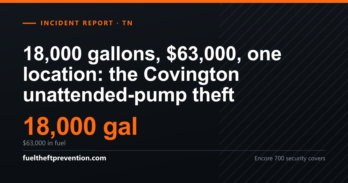Social preview image for: 18,000 gallons, $63,000, one location: the Covington unattended-pump theft